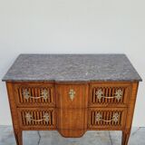 Commode sauteuse Louis XVI en marqueterie 19ème