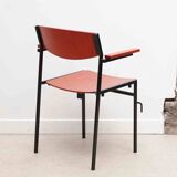 Chaises Gijs van der Sluis rouge et noir avec accoudoirs