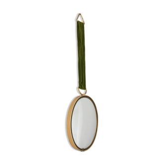 Petit miroir ovale bombé / oeil de sorcière 1960 vintage