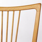 Vintage Magenta Upholstered Beech Dining Chair – Germany, 1960s–1970s