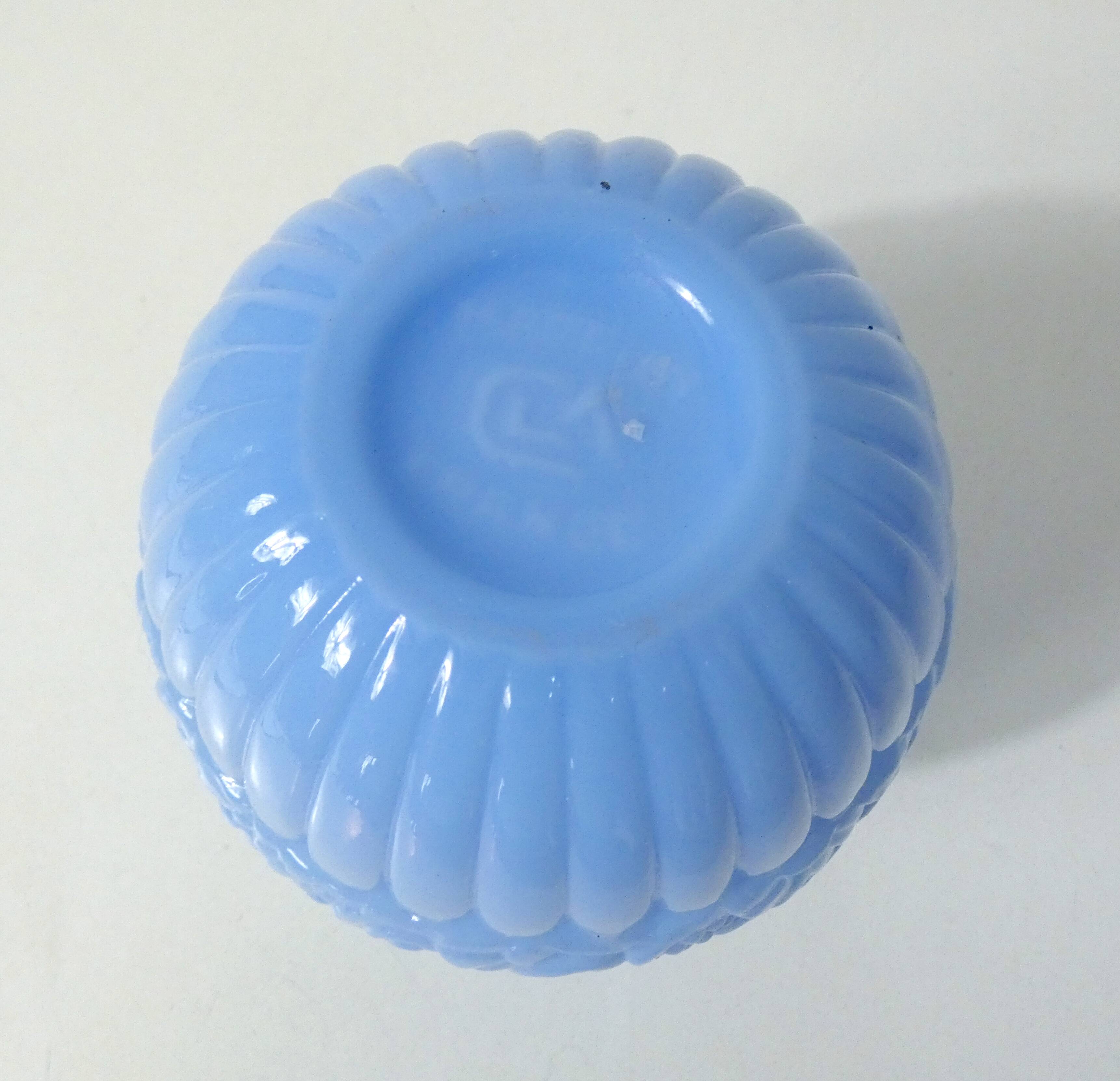 old blue opaline Art Deco ball vase 1920-1930