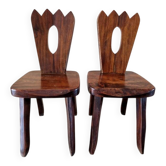 Olavi Hanninen (1920-1992) - Paire de chaises en orme teinté - Modèle King