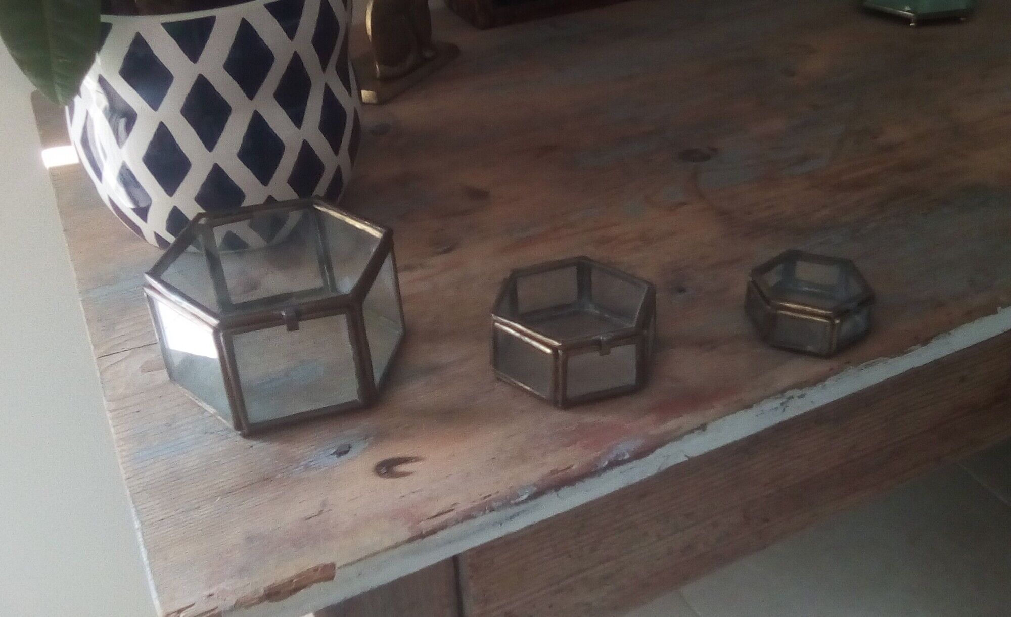 Jewelry box showcase trundle glass and brass 50s/60s
