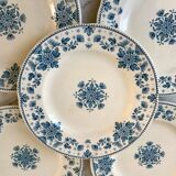 5 flat plates Terre de Fer Sarreguemines model "Estrèes" XIXth