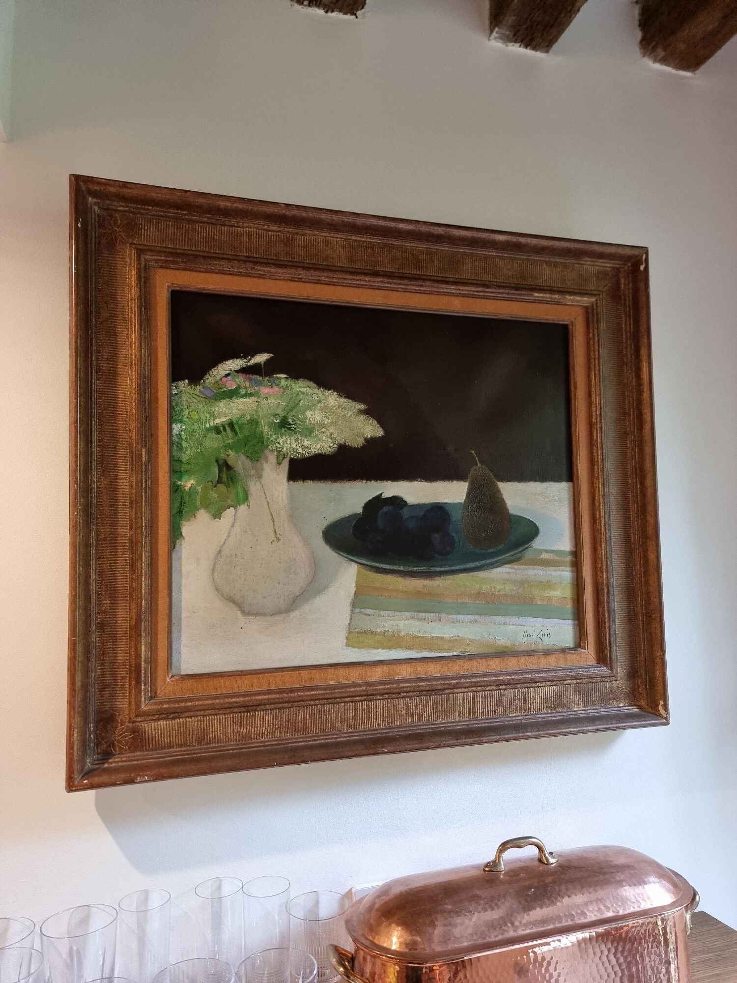 Huile sur toile, nature morte par René Genis