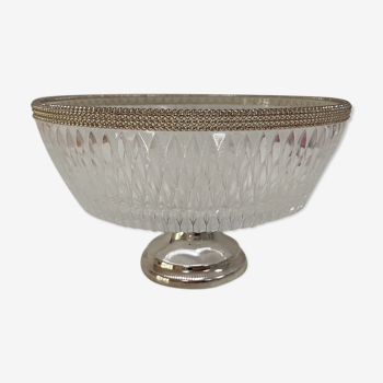 Art Deco glass cup with silver metal foot