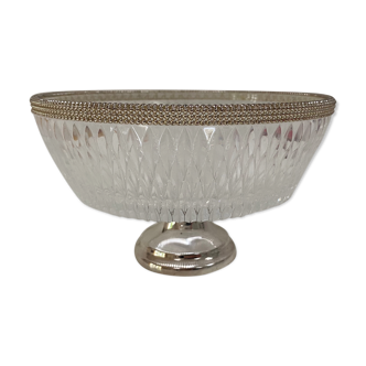 Art Deco glass cup with silver metal foot