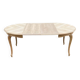 Table ronde extensible ovale style Louis XV rénovée en bois brut