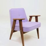 Vintage armchair in lavender wool and oak.