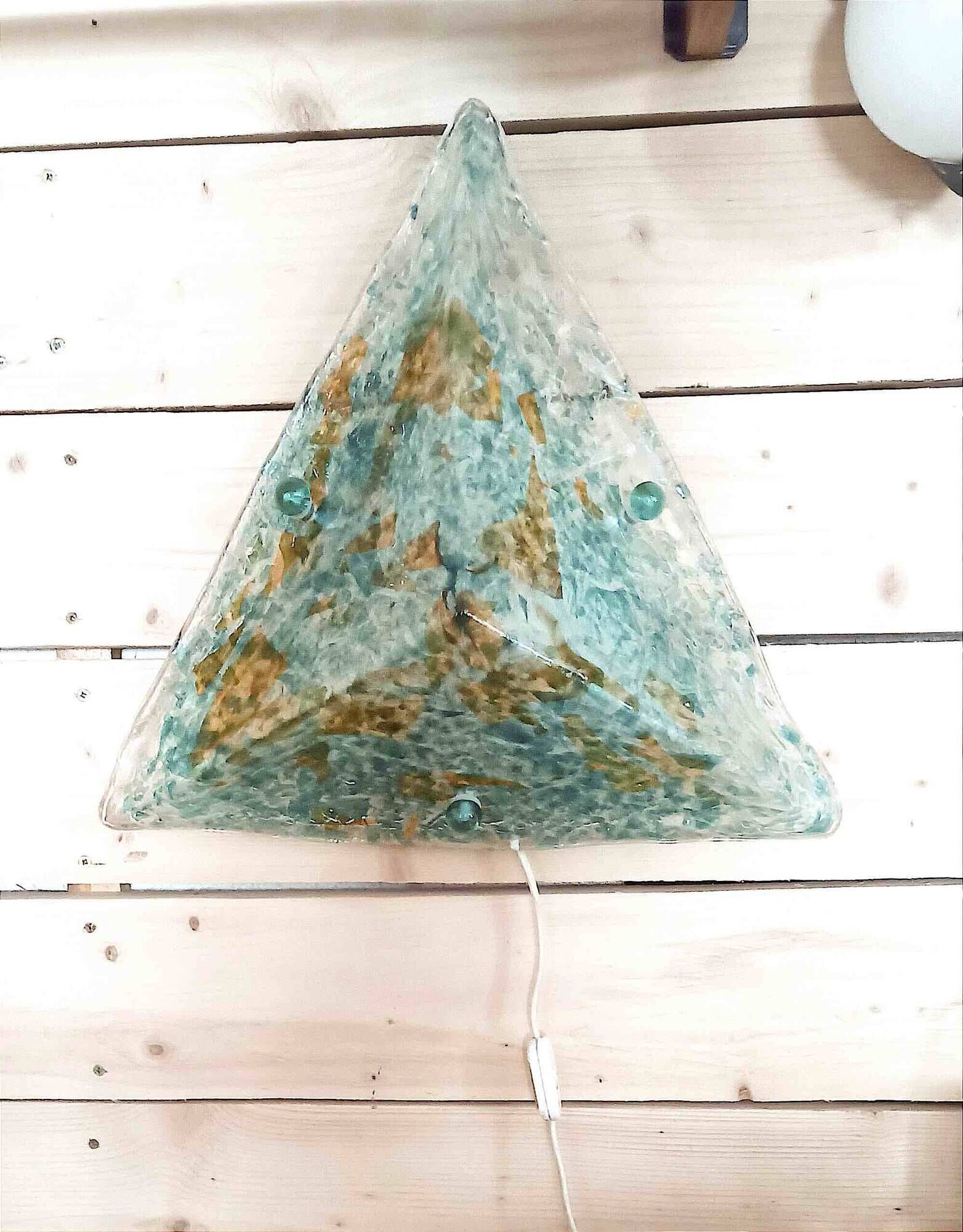 Triangular Murano light fixture (ceiling light or wall light) 1970s Height 48 cm