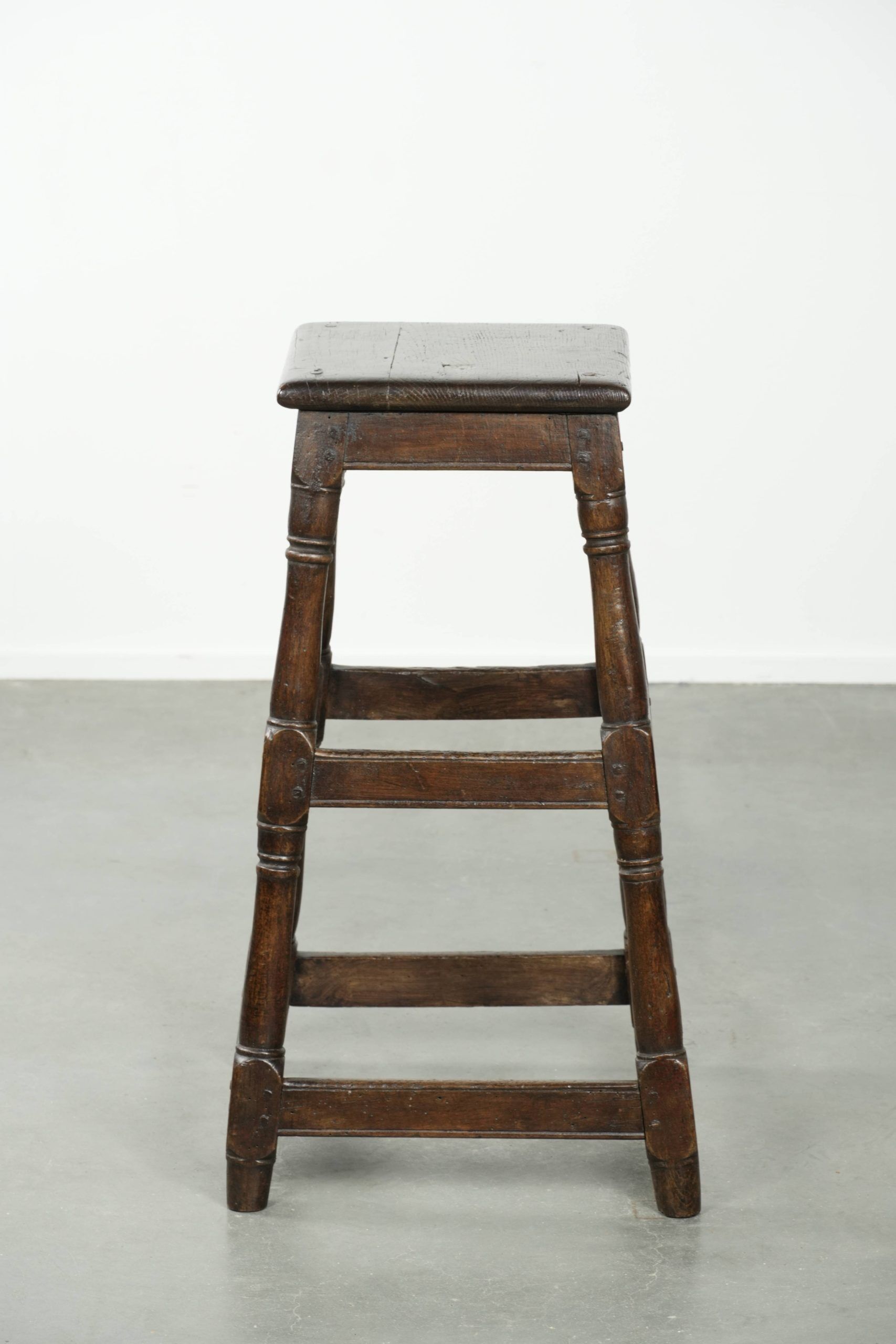 Antique English oak stool / joint stool from the 18th century