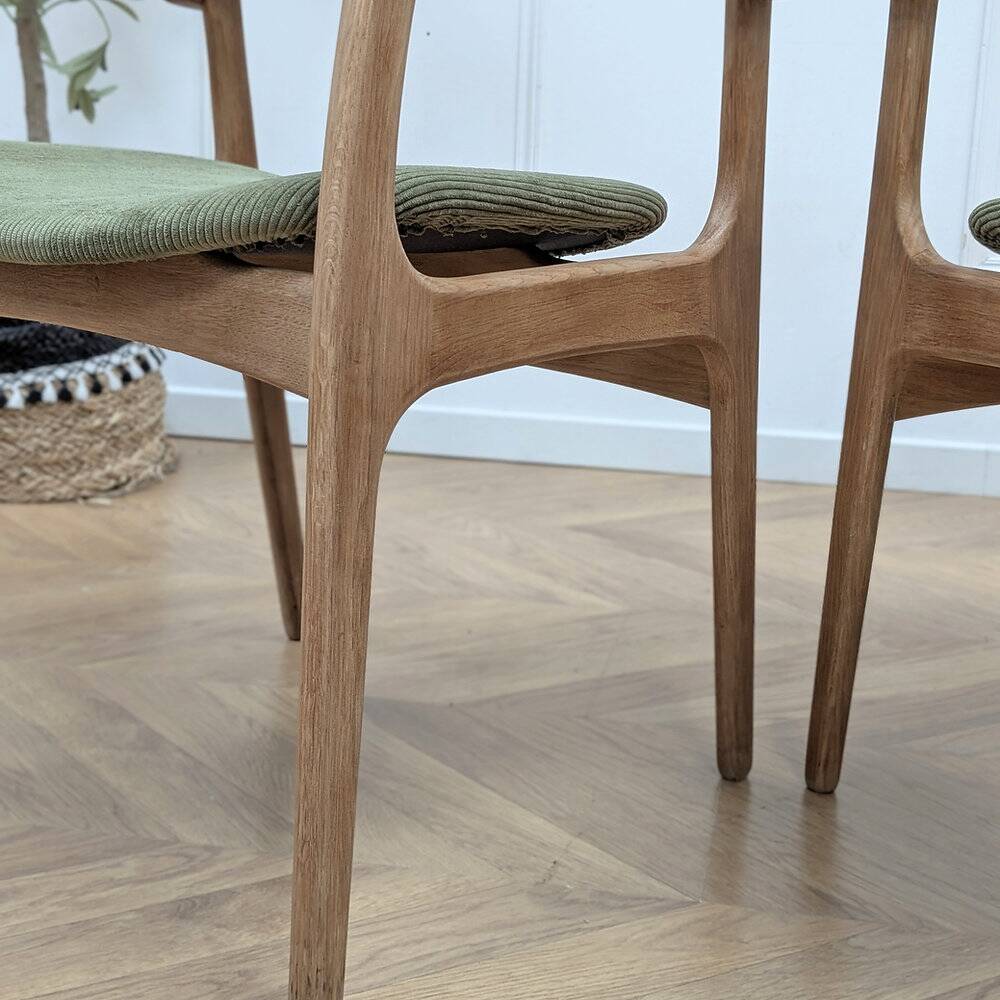 Vintage Erik Buch chair pair - oak & velvet