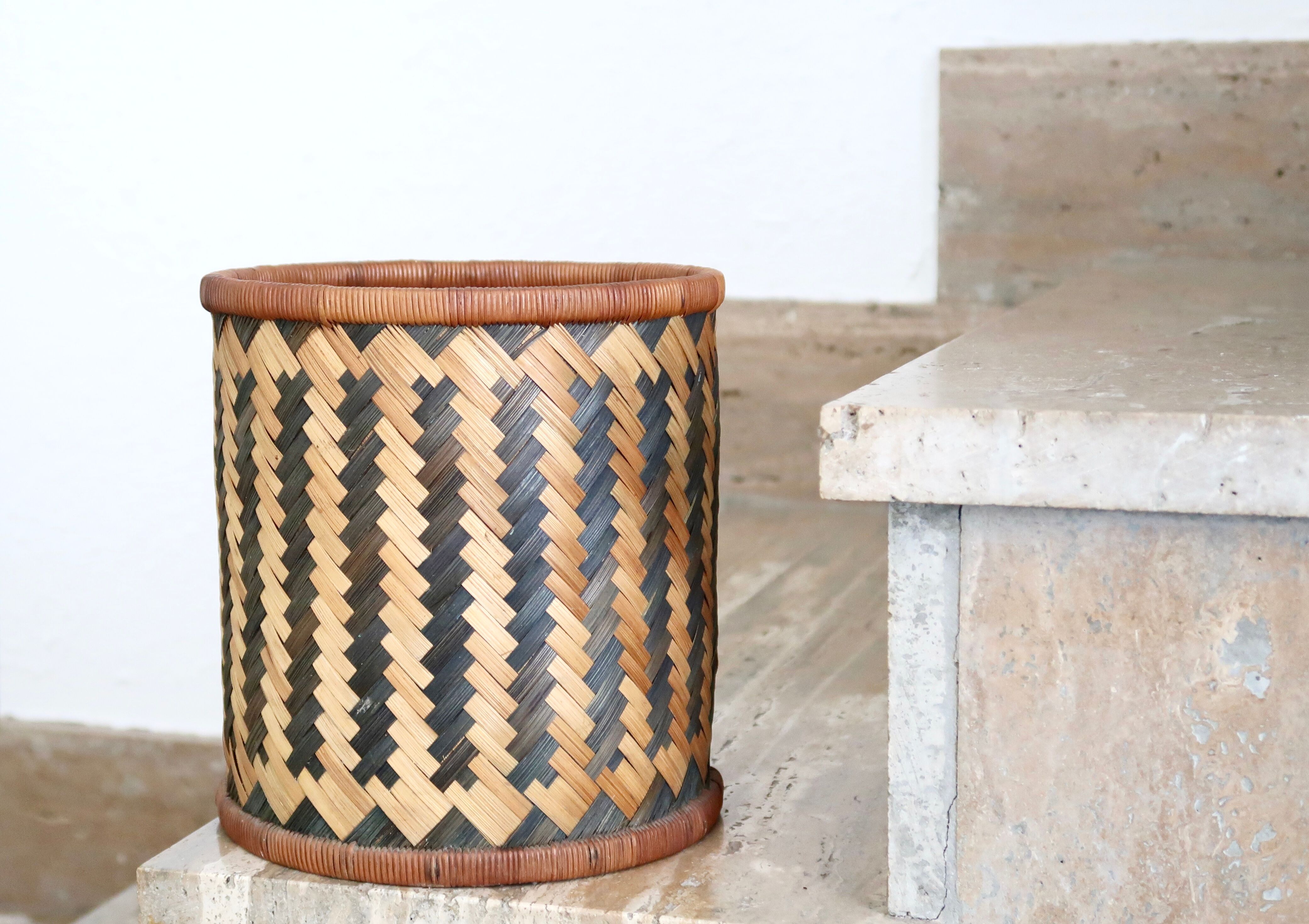 Wicker paper basket, 80s