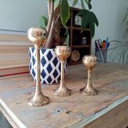 Set of 3 vintage scandinavian candle holders 50s/60s
