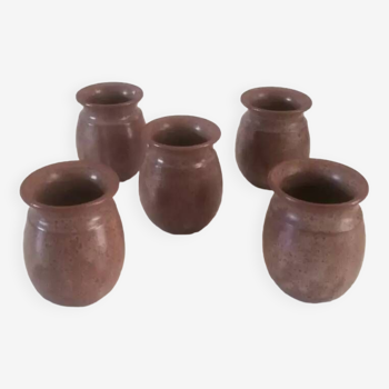 Set of 5 Vallauris stoneware pots