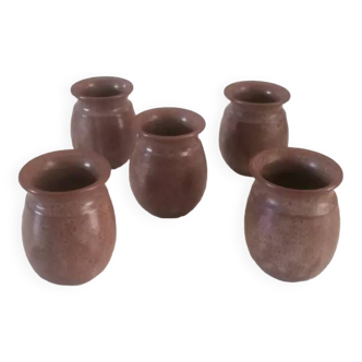 Set of 5 Vallauris stoneware pots