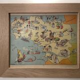 Old illustrated map of Brittany - JP Pinchon