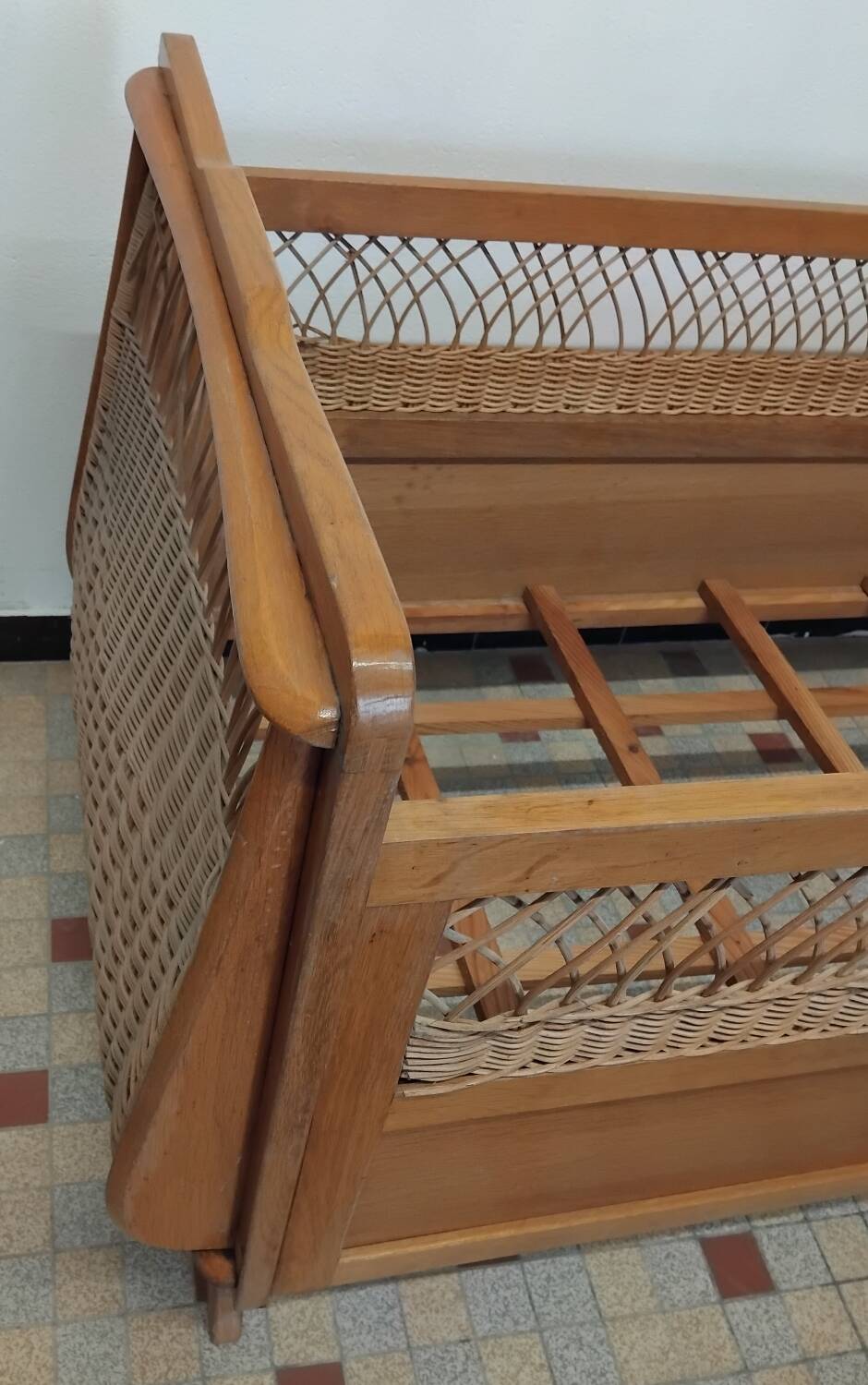 Vintage Rattan Baby Bed