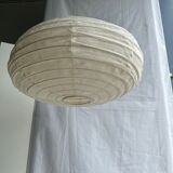 Suspension in rattan and natural japanese linen lantern shape h70 d50