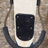 Old Pair of Vintage Blue & White Wooden Skis Mountain Chalet Decor - 218 cm