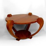 Pedestal Table, Solid Teak Coffee Table, Art Deco Colonial, c. 1930