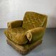 Fauteuil club vintage en tissu vert