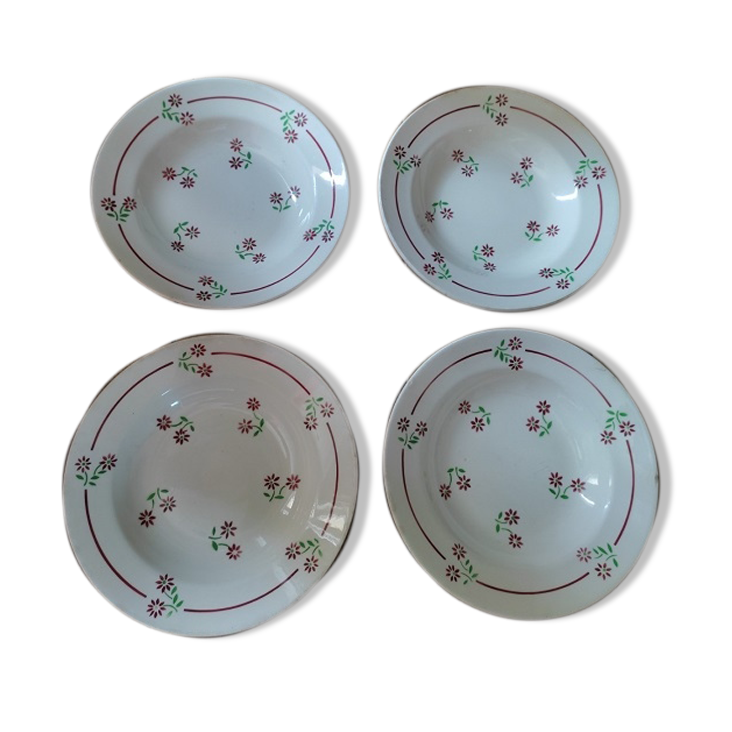 Hollow plates Lunéville Florale Porcelaine ancienne Lot of 4