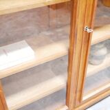 Vintage wooden glass bookcase cabinet