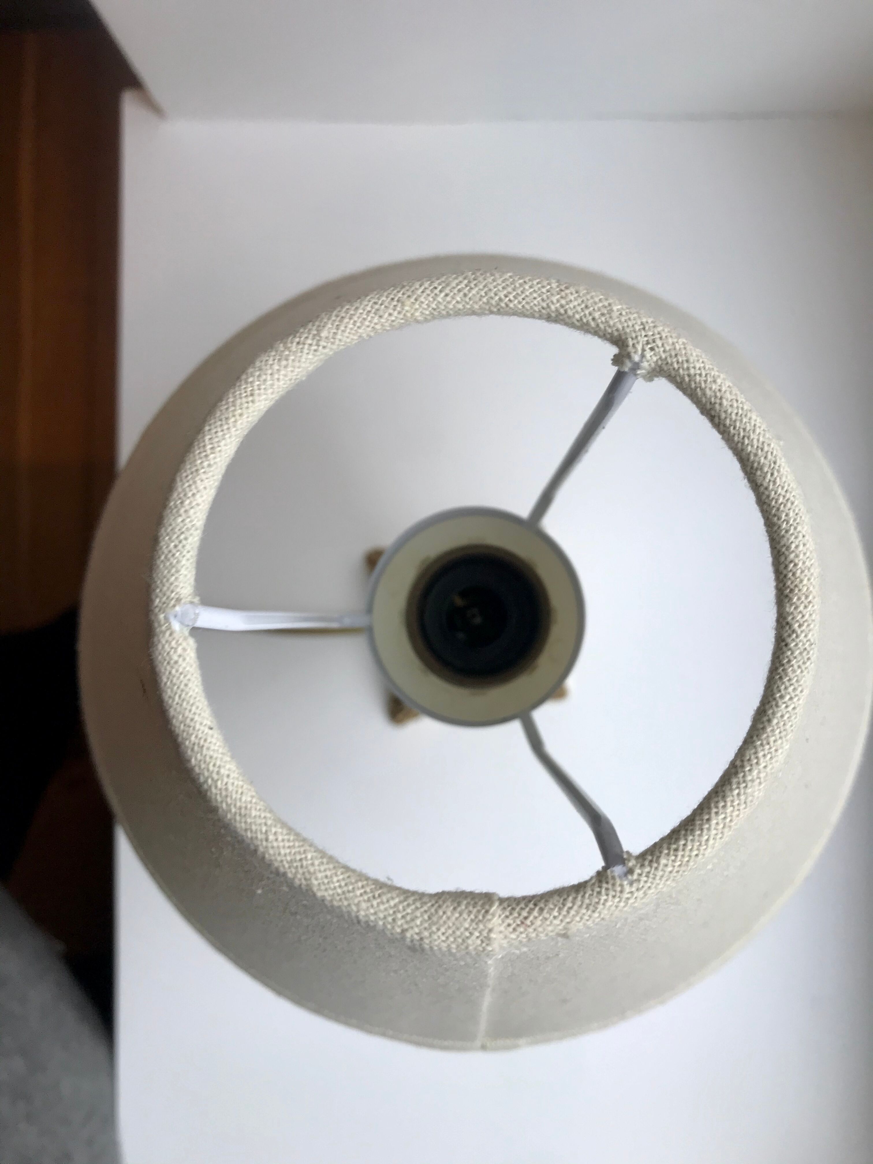 Brass table lamp and linen lampshade 50s