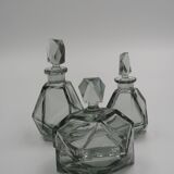 3 smoked art deco bottles