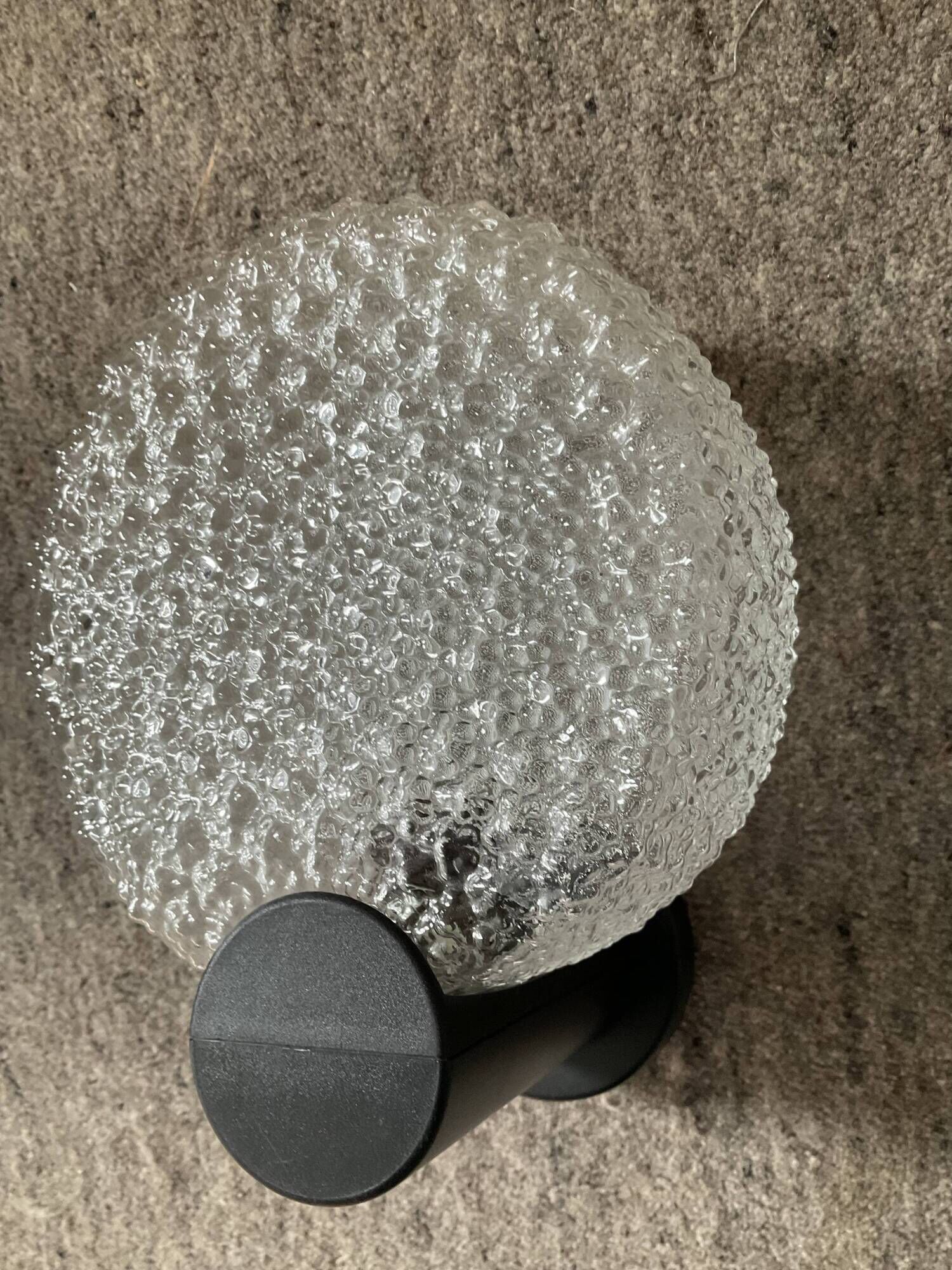 Pair of vintage wall lamps in molded glass, 80s