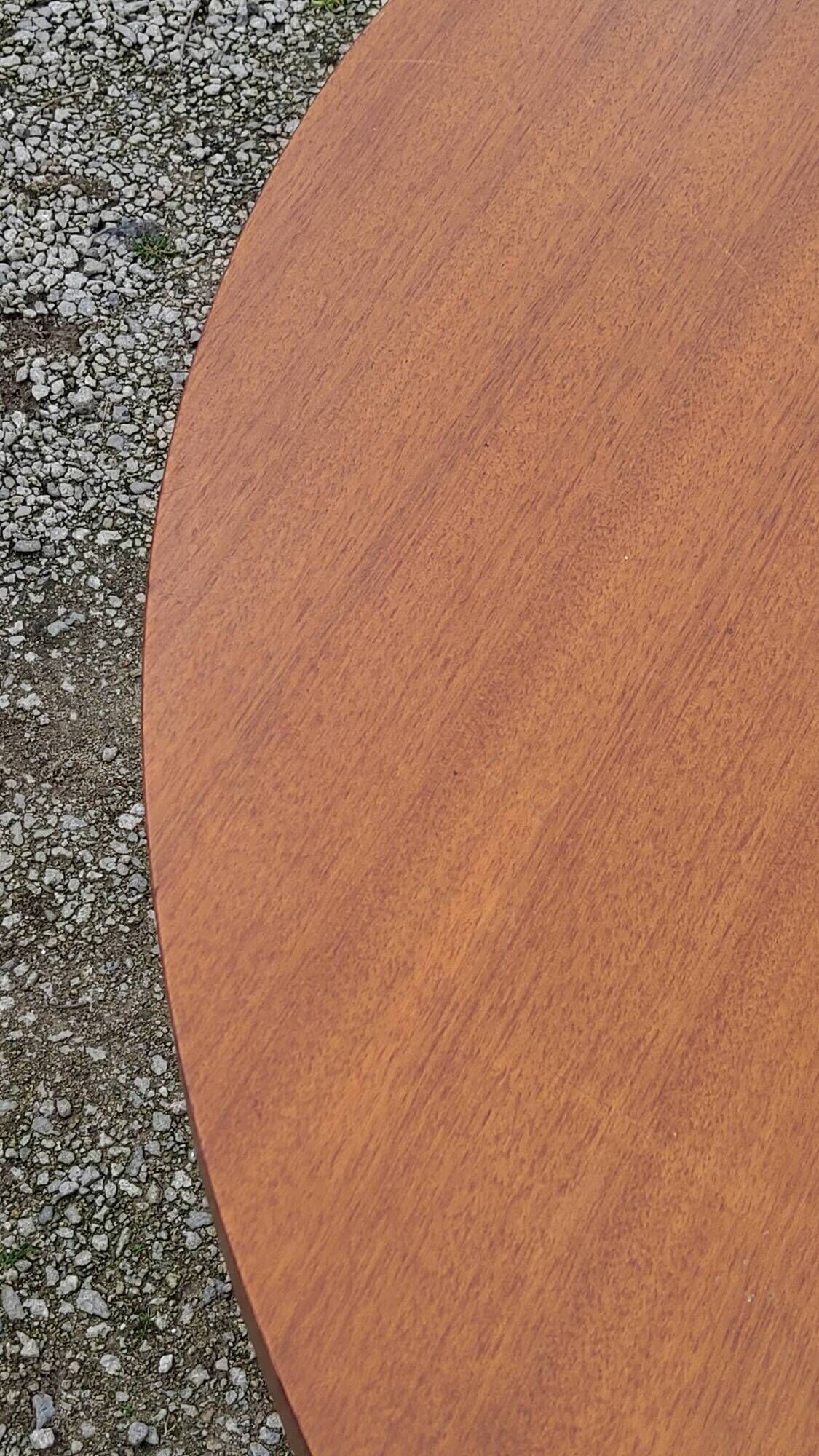 Vintage round table in blond mahogany by Gérard Guermonprez Editor Magnani, metal base