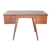 1950s oak double-sided desk with compass legs.