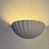 Paire d'appliques vintage coquillage, blanc mat, France 1970