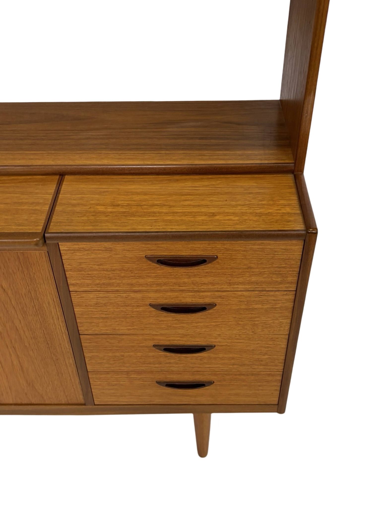 Armoire murale vintage en teck, bibliothèque, bureau, design danois, années 60