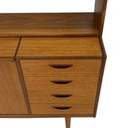 Armoire murale vintage en teck, bibliothèque, bureau, design danois, années 60