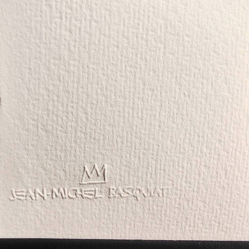 Limited edition lithograph by Jean-Michel Basquiat from the 1990s, numbered in pencil.