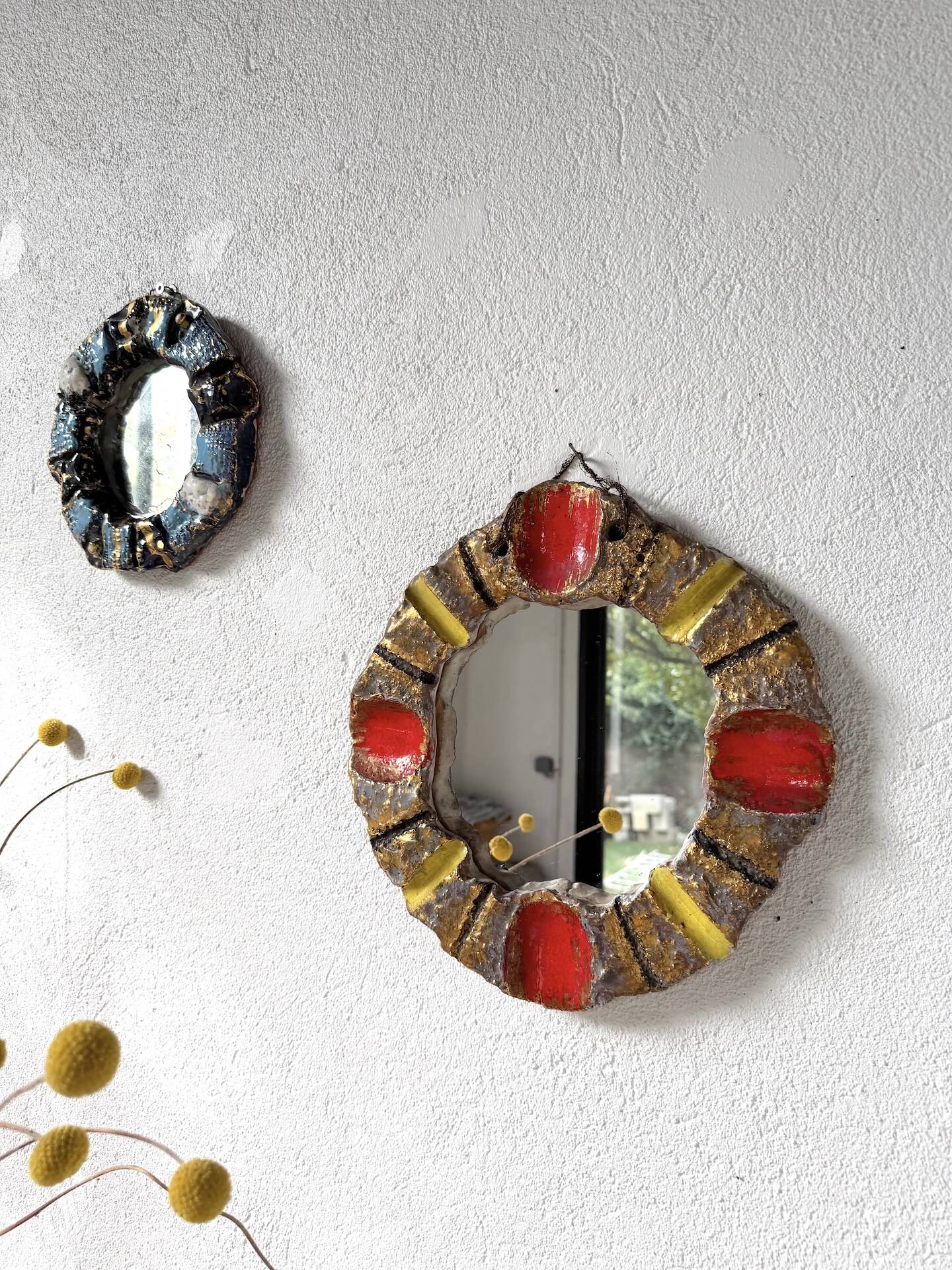 Pair of ceramic mirrors 1950 dlg Mithé