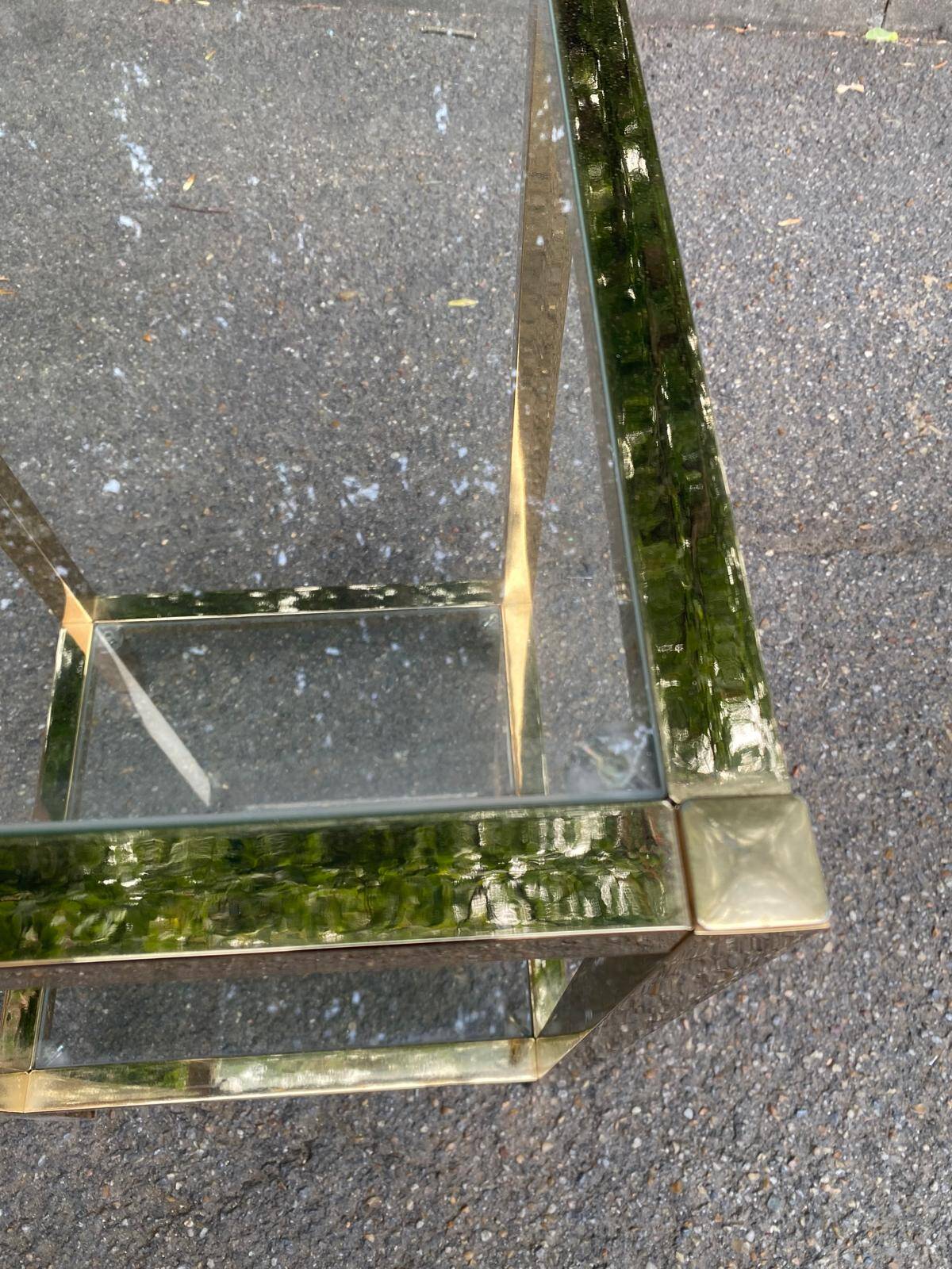 2 bedside tables, end tables in brass and transparent glass Maison Ja