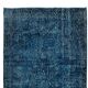3.7x6.9 Ft Vintage Hand-Knotted Navy Blue Over-Dyed Rug from Turkey, Woolen Floor Covering. NTEK0797