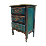 Chest of drawers erusted blue ceruse Louis XV style