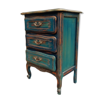 Chest of drawers erusted blue ceruse Louis XV style
