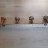 Wooden school coat racks, 4 heads, vintage French, 50s