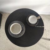 Sofa end in solid wood monoxyl organic shape black color