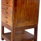 Former antique Burmese teak workshop cabinet with top glass tray