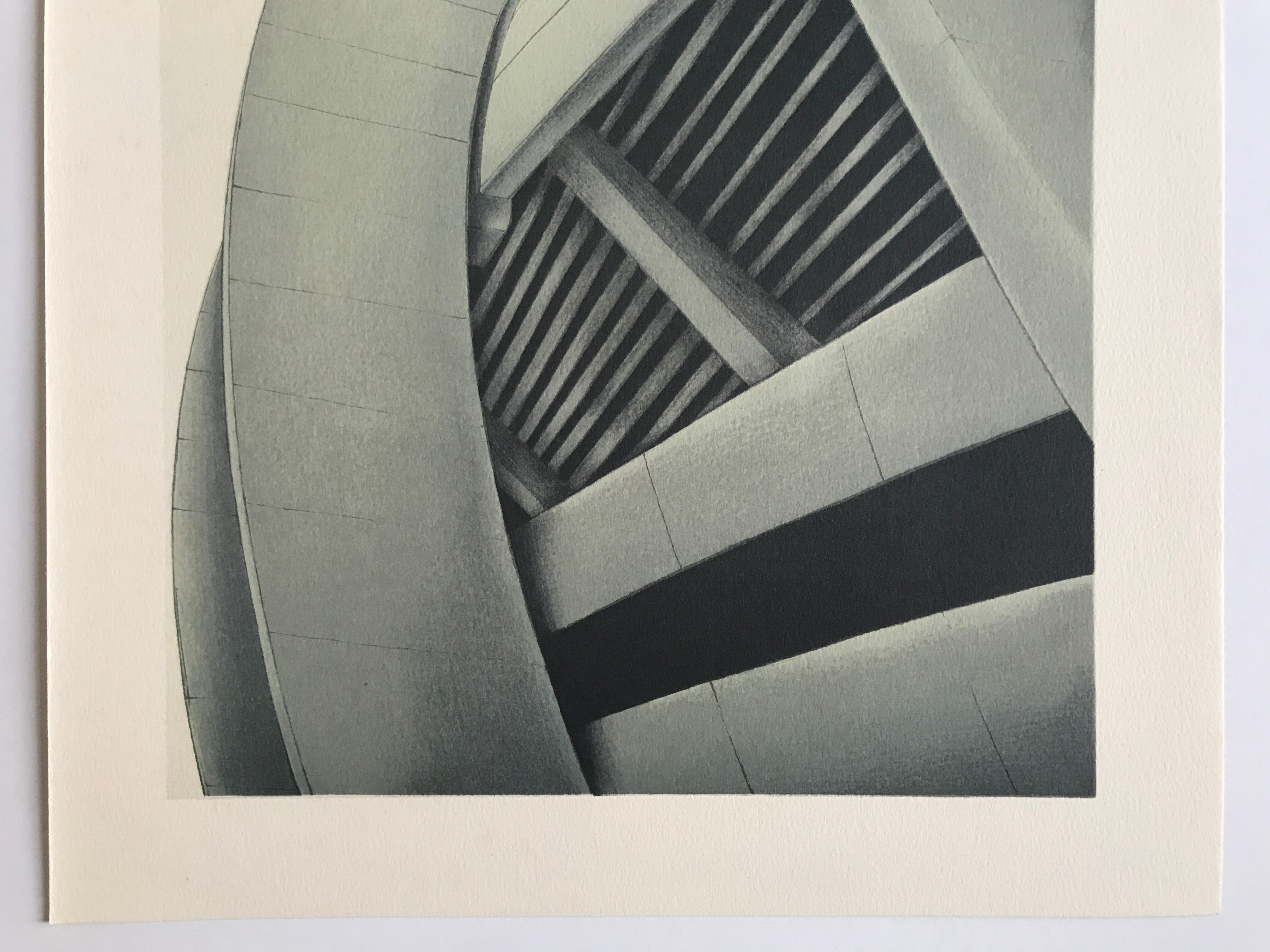Original lithograph by Alain LE FOLL, Stade en encorbellement, 1978