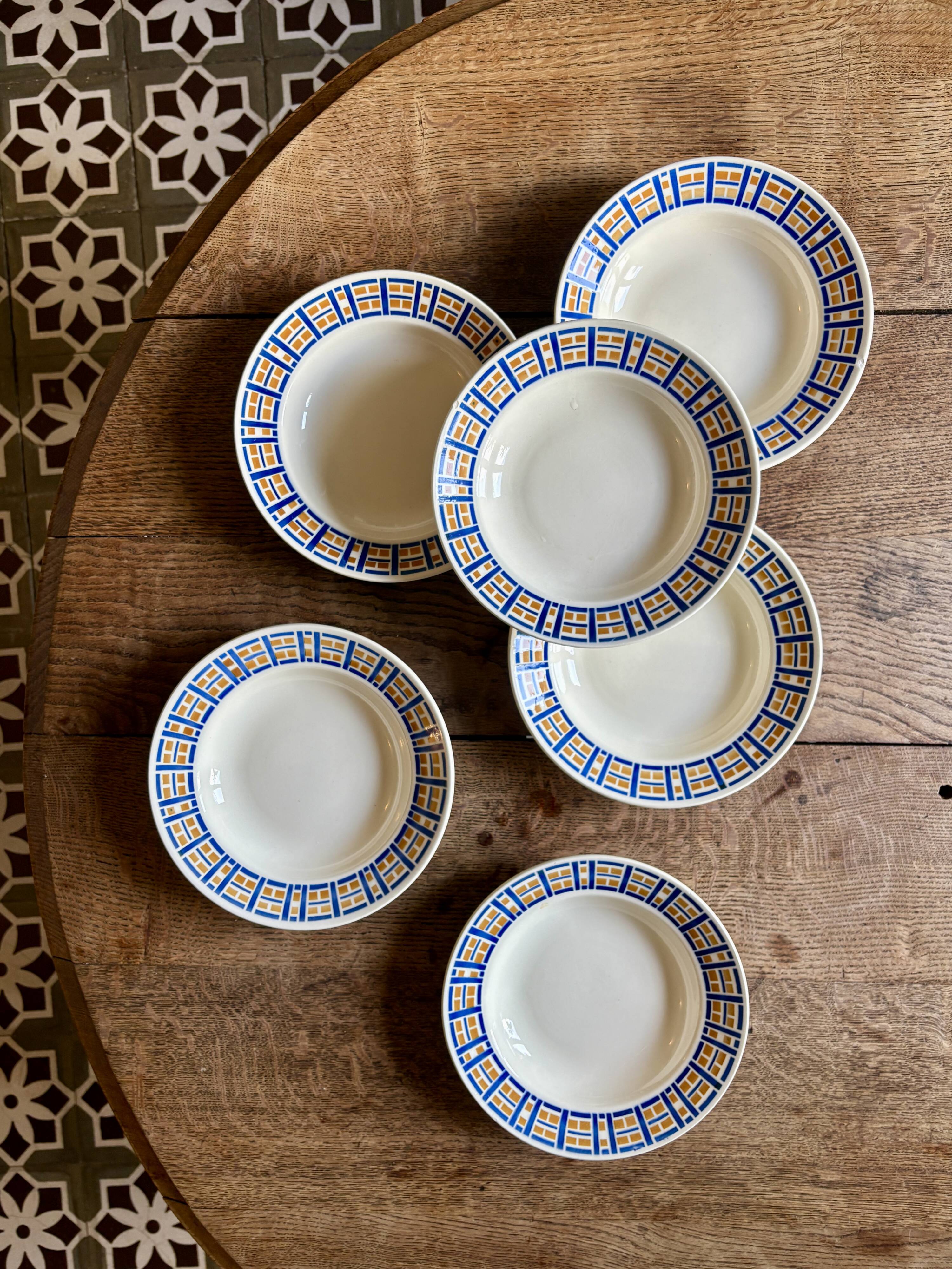 Set of 6 antique deep plates - Robinson de Badonvillier