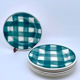 Vintage beige and green checkered service