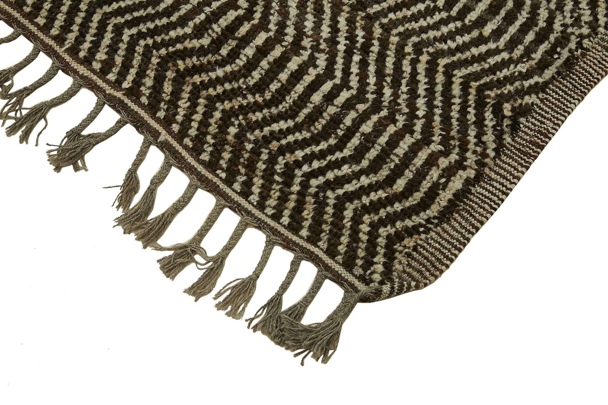 Hand-Knotted Turkish Contemporary 303 cm x 396 cm Brown Wool Carpet