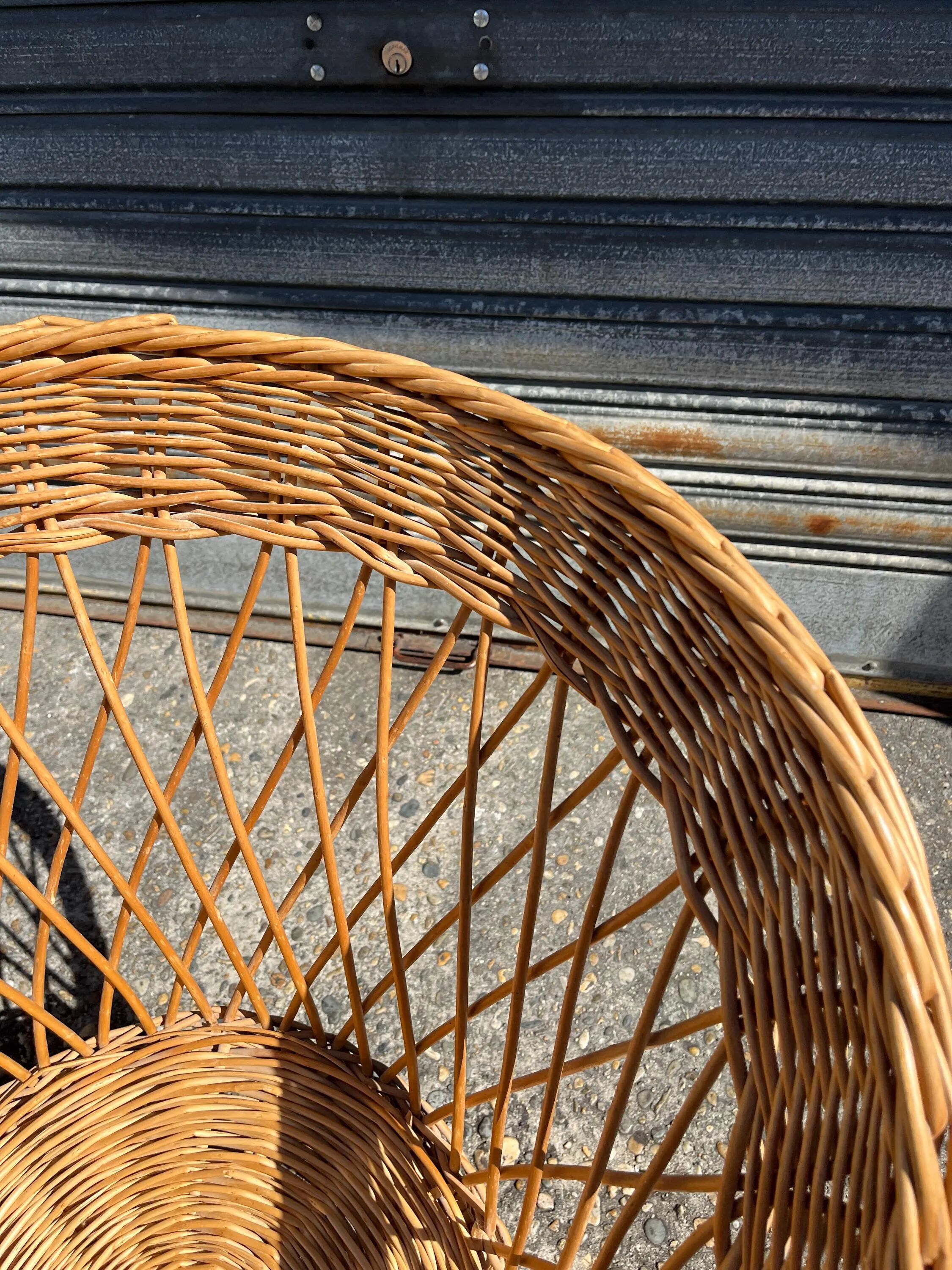 Vintage rattan and wicker armchair